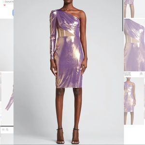 Marchesa Notte One Sleeve Lame Dress / Corset Bodice